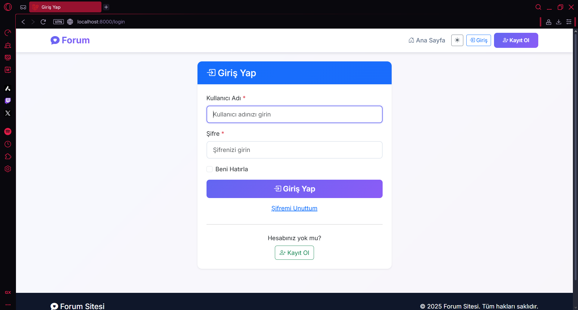 Türkçe Forum Sistemi ekran görüntüsü